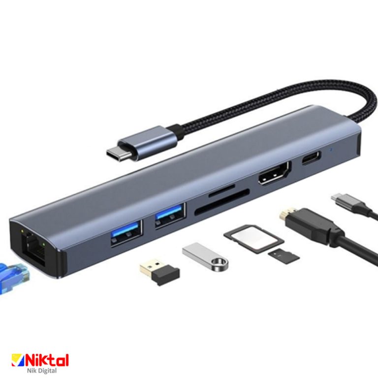 هاب 7 پورت USB-C/Type-C مدل BYL-2303